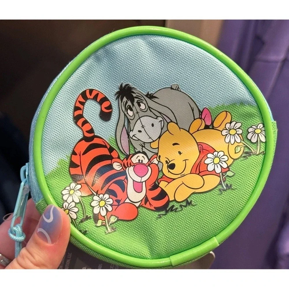 Disney Winnie the Pooh Tigger Eeyore Coin Purse Zip Pouch with Clip